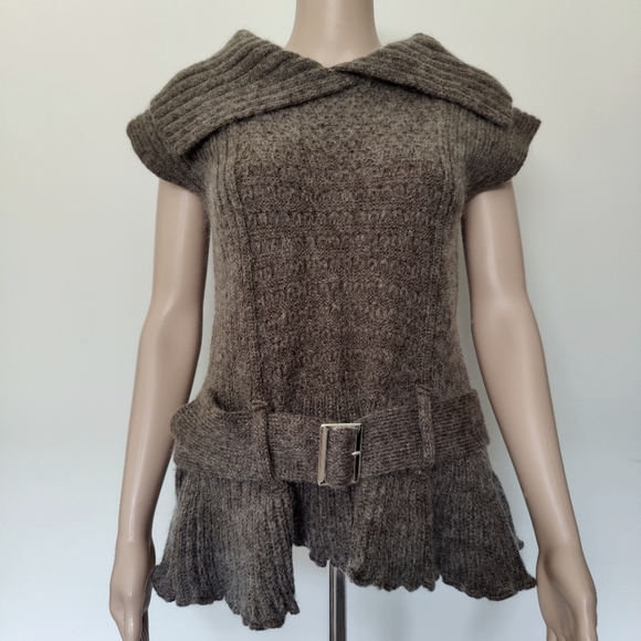 Nordstrom Sleeveless Brown Belted Sweater - Picture 1 of 4